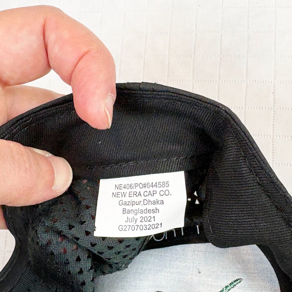 New Era 9FORTY black adjustable trucker hat with green embroidered word "Faith" - Picture 12 of 12